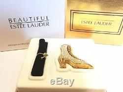 1997 Estee Lauder Golden Slipper Heel Beautiful Solid Compact BOX