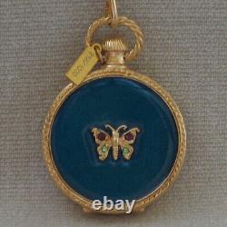 1999 Estee Lauder Solid Perfume Compact Butterfly Necklace Mint