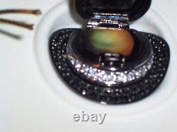 2000 ESTEE LAUDER TOP HAT Swarovski BLACK Solid Perfume COMPACT