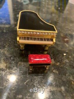 2000 Estee Lauder Beautiful Black Baby Grand Piano Solid Perfume Compact-Rare
