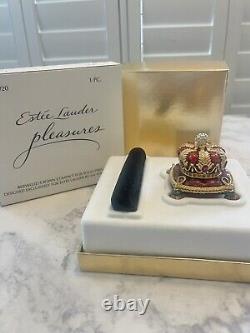 2002 Estee Lauder Jay Strongwater Solid Perfume Compact Bejeweled Crown MIB