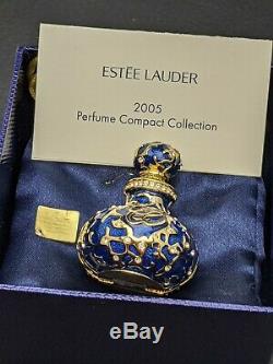 2005 Estee Lauder WHITE LINEN BEJEWELED BOTTLE Solid Perfume Compact Pouch & Box