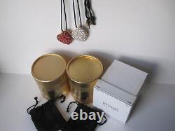 2 Estee Lauder Heart Compact Solid Perfume Vintage Beautiful Pleasures Necklace