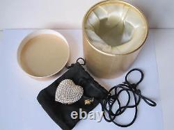 2 Lalique & Estee Lauder Pleasures Solid Perfume Heart Compact Necklace Vintage