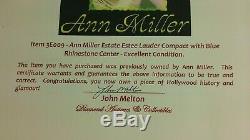 ANN MILLER Estate COA Vintage Estee Lauder Compact w Rhinestone