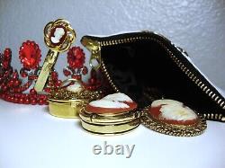 CAMEO ACCESSORIES with POUCH Hand Mirror, E. Lauder Compact, Pillbox & Keyring