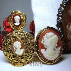CAMEO ACCESSORIES with POUCH Hand Mirror, E. Lauder Compact, Pillbox & Keyring