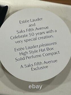 ESTEE LAUDER 50th ANNIVERSARY HAT BOX SAKS FIFTH AVE SOLID PERFUME COMPACT MIB