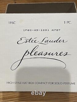 ESTEE LAUDER 50th ANNIVERSARY HAT BOX SAKS FIFTH AVE SOLID PERFUME COMPACT MIB