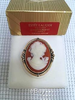ESTEE LAUDER CORAL CAMEO SOLID PERFUME COMPACT in Orig BOXES MIB