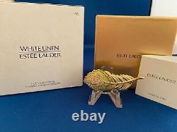 ESTEE LAUDER FLUTTERING FEATHER COMPACT SOLID withWHITE LINEN PERFUME