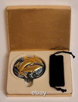ESTEE LAUDER Lucidity Translucent Powder Compact Box Crystal Gold Dolphins RARE