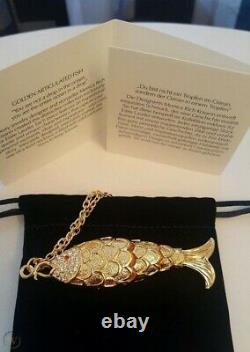 ESTEE LAUDER Modern Muse Golden Articulated Fish Solid Perfume Necklace NeW BoX