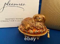 ESTEE LAUDER PAMPERED PEKINESE SOLID COMPACT with PLEASURES PERFUME