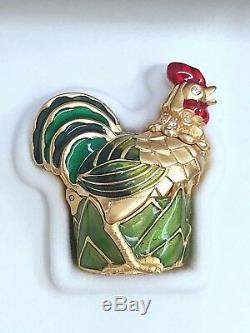 ESTEE LAUDER ROOSTER SOLID PERFUME COMPACT with WHITE LINEN in Orig. BOXES RARE