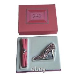 Estee Lauder 1996 PINK GLASS SLIPPER Pleasures PERFUME COMPACT NIB