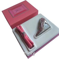 Estee Lauder 1996 PINK GLASS SLIPPER Pleasures PERFUME COMPACT NIB