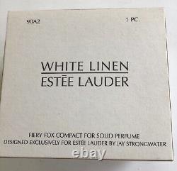 Estee Lauder 2003 Solid Perfume Compact Fiery Fox Jay Strongwater White LinenNIB