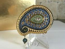 Estee Lauder BLUE PAISLEY POWDER COMPACT MIB GREEN BLUE AND CLEAR CRYSTALS