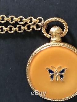 Estee Lauder Butterfly Collector's Solid Azuree Perfume Pendant Locket Compact