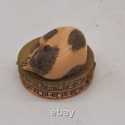 Estee Lauder Cinnabar Solid Perfume Compact Sleeping Cat 1986 Ivory Series