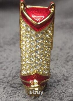 Estee Lauder Compact Solid Perfume Rhinestone Crystal Red Cowboy Boot