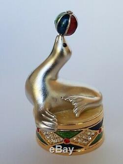 Estee Lauder Dazzling Silver JUGGLING SEAL Solid Perfume Compact NIB 2000