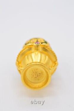 Estee Lauder EMPTY Compact Solid Perfume Rhinestone Crystal Brushed Gold Bouquet