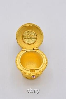 Estee Lauder EMPTY Compact Solid Perfume Rhinestone Crystal Brushed Gold Bouquet