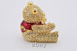 Estee Lauder EMPTY Compact Solid Perfume Rhinestone Crystal Gold Teddy Bear 1998