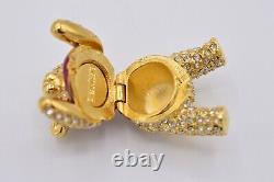 Estee Lauder EMPTY Compact Solid Perfume Rhinestone Crystal Gold Teddy Bear 1998