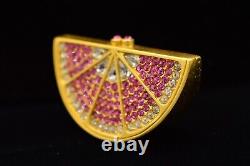 Estee Lauder EMPTY Compact Solid Perfume Rhinestone Crystal Grapefruit Slice