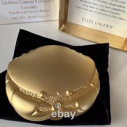 Estee Lauder Golden Cancer Powder Compact NIB With Powder