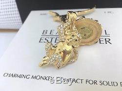 Estee Lauder Jeweled Chimp Solid Perfume Compact Necklace Valentine Gift Vtg