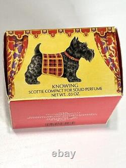 Estee Lauder Knowing Scottie Dog Terrier Plaid Solid Perfume Compact. 03 oz New