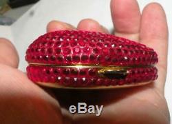 Estee Lauder LADY APPLE Red Swarovski Crystals Gold Collectible Powder Compact