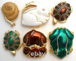 Estee Lauder Lot 6 Compacts Powder Perfume Rabbit Snail Dog Frog Turtle Vintage