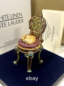 Estee Lauder'Pampered Kitty' Solid Perfume Compact Signed by Jay Strongwater