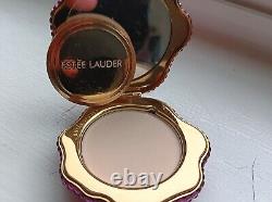 Estee Lauder Pressed Powder Compact Rare Pink Prismatic Flower Crystal Jeweled