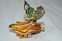 Estee Lauder Rhinestone Butterfly Leaf Solid Perfume Compact Jay Stronger 2003