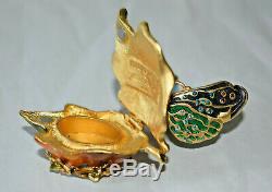 Estee Lauder Rhinestone Butterfly Leaf Solid Perfume Compact Jay Stronger 2003