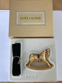 Estee Lauder Rocking Horse With Crystals Solid Perfume Compact Mib White Linen