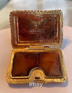 Estee Lauder Solid Perfume Compact 1993 Black Frosted Sleeping Cat