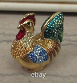 Estee Lauder Solid Perfume Compact 2004 Bejeweled Rooster Swarovski Crystals