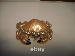 Estee Lauder Solid Perfume Compact 2008 Sand Crab w Swarovski Crystals