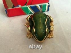 Estee Lauder Solid Perfume Compact Green Frog Toad 1989 Holiday Collection