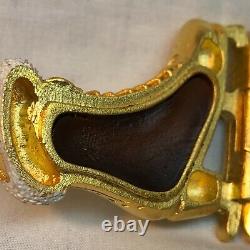 Estee Lauder Solid Perfume Compact Ice Skates WithPerfume withVelour Bag No Box EXC