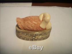 Estee Lauder Solid Perfume Compact Ivory Series Nesting Ducks Mint