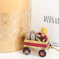 Estee Lauder Solid Perfume Compact Little Red Wagon Pleasures Both Boxes MIBB