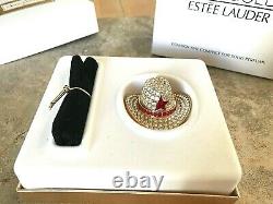 Estee Lauder Solid perfume compact MIBB DAZZLING GOLD COWBOY HAT RED STAR